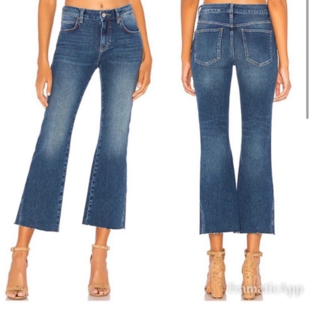 NWT- Free People: Rita Crop Flare Jean in Dark Denim